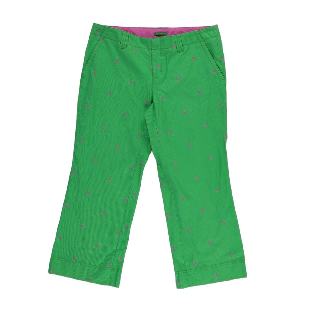 Lilly Pulitzer Palm Beach Anchor Pants Women's Size 6 Green 100% Cotton